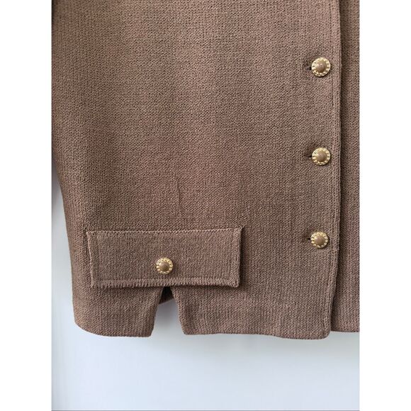 St. John Collection By Marie Gray Button Front Knit Blazer Tan Women's Size 8 - Picture 5 of 5